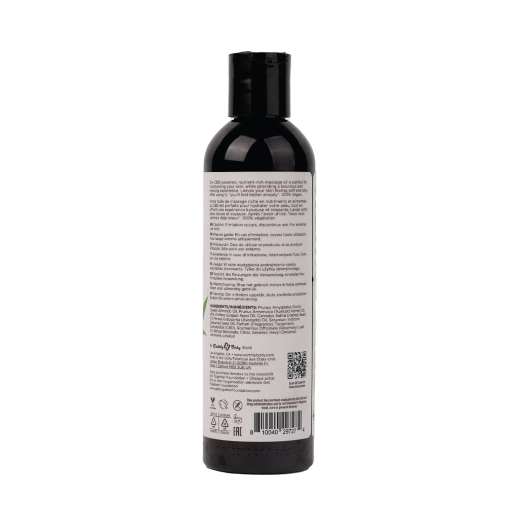 Earthly Body Hemp Seed CBD Relaxing Massage and Body Oil - Naked in the Woods - 8 oz