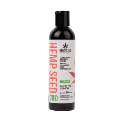 Earthly Body Hemp Seed CBD Relaxing Massage and Body Oil – Isle of You, 8 oz.