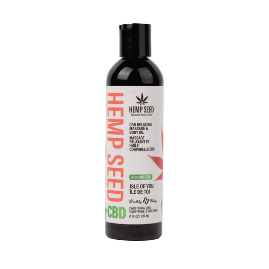 Earthly Body Hemp Seed CBD Relaxing Massage and Body Oil – Isle of You, 8 oz.