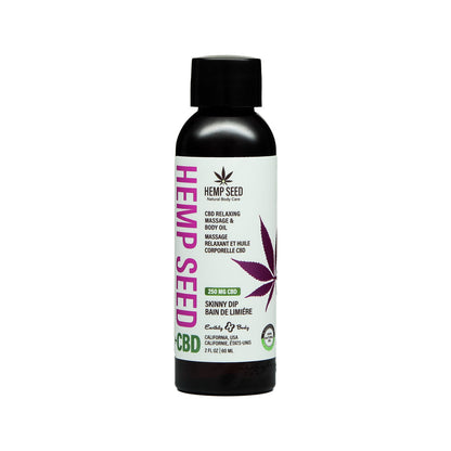Earthly Body Hemp Seed CBD Relaxing Massage and Body Oil - Skinny Dip - Vanilla + Cotton Candy - 2 oz