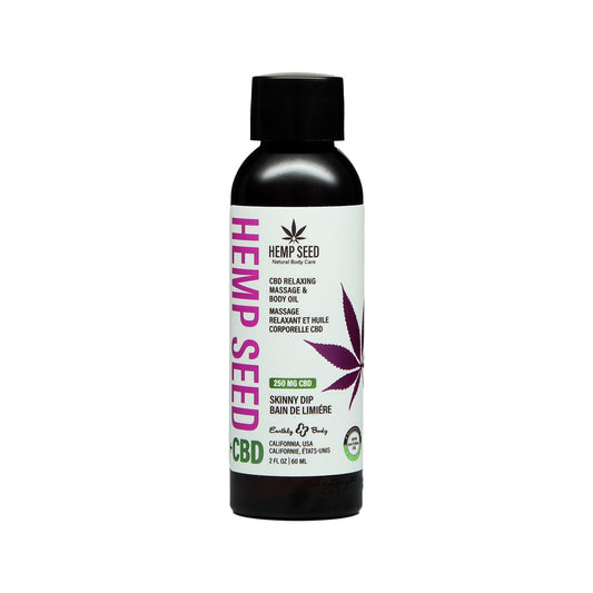 Earthly Body Hemp Seed CBD Relaxing Massage and Body Oil - Skinny Dip - Vanilla + Cotton Candy - 2 oz