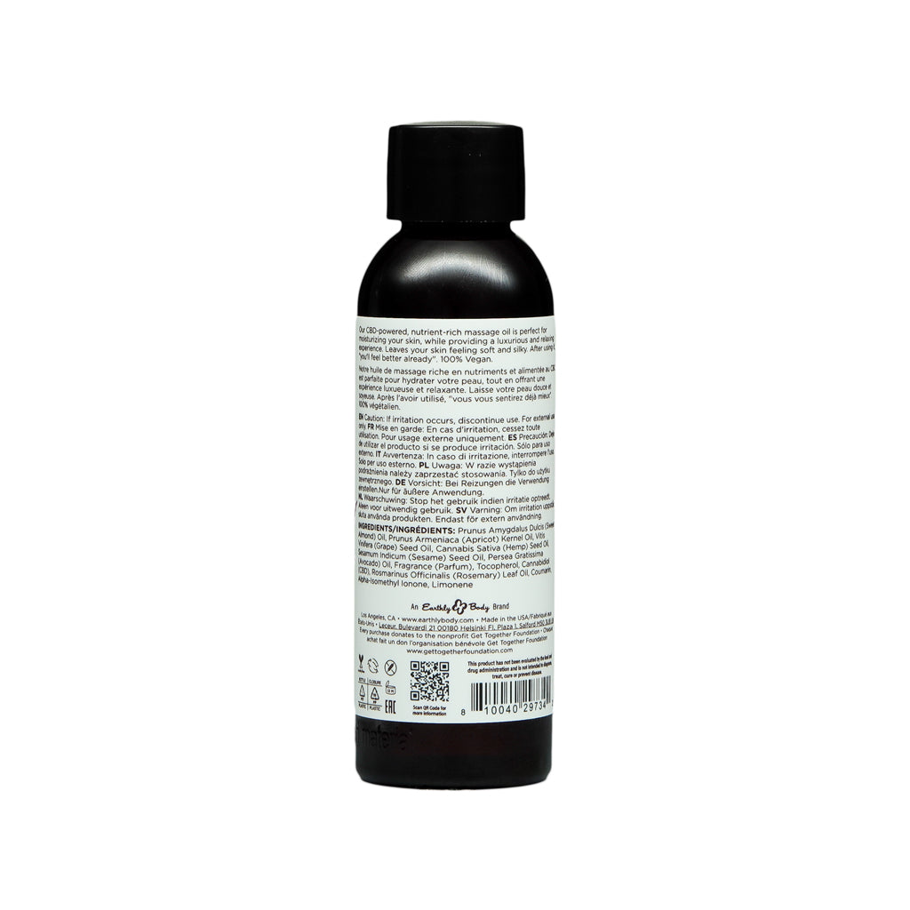 Earthly Body Hemp Seed CBD Relaxing Massage and Body Oil - Skinny Dip - Vanilla + Cotton Candy - 2 oz