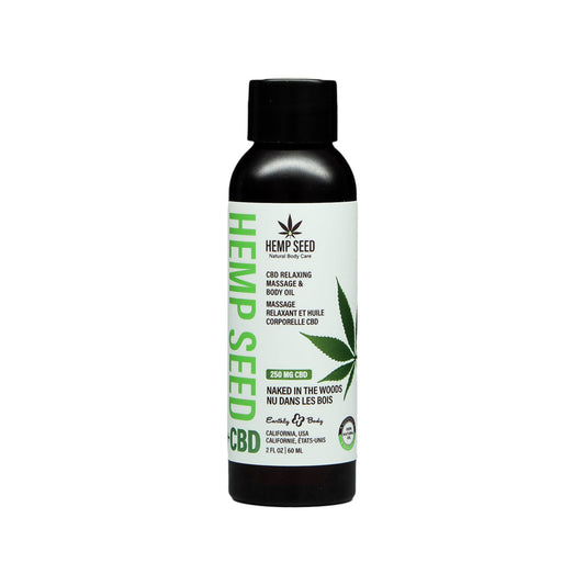 Earthly Body Hemp Seed CBD Massage and Body Oil – Naked in the Woods, 2 oz