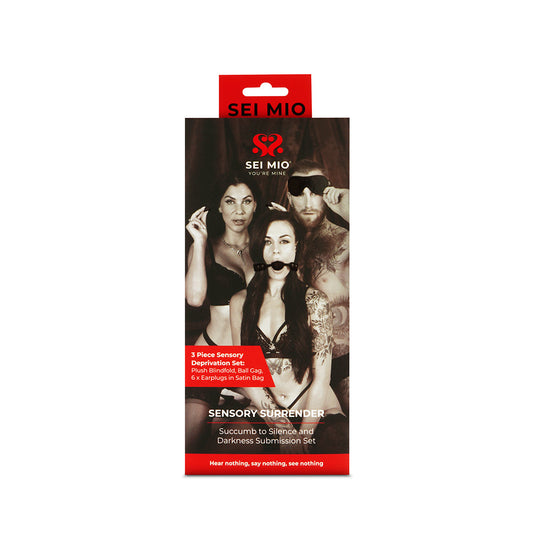 SEI MIO Sensory Surrender Blindfold, Gag and Earplug Kit - Black