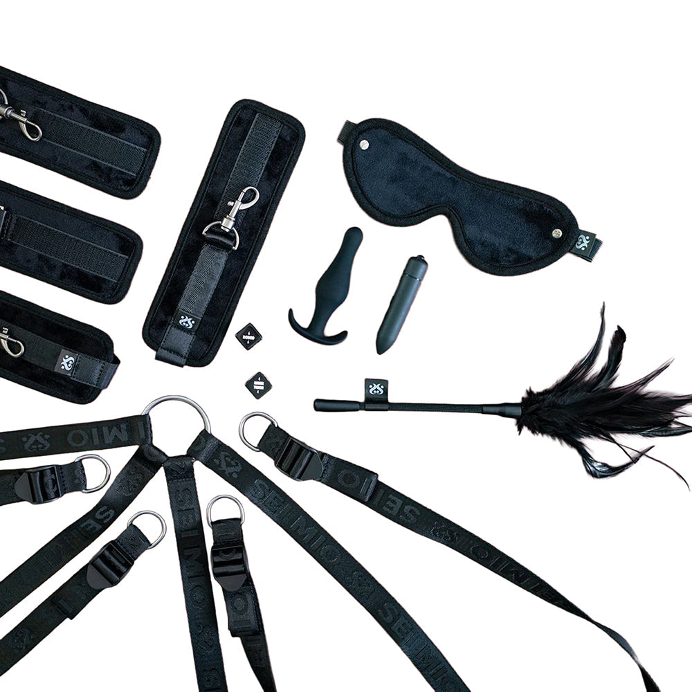 SEI MIO Complete Surrender Ultimate Bed Tether Seduction Set – Black