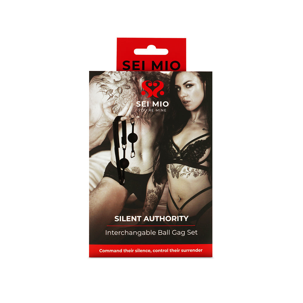SEI MIO Silent Authority Progressive Interchangeable Ball Gag Set – Black