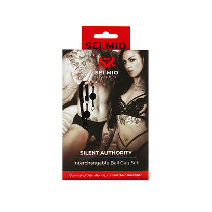 SEI MIO Silent Authority Progressive Interchangeable Ball Gag Set – Black