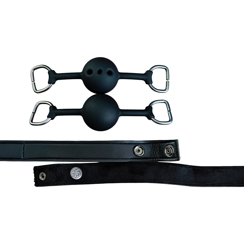 SEI MIO Silent Authority Progressive Interchangeable Ball Gag Set – Black