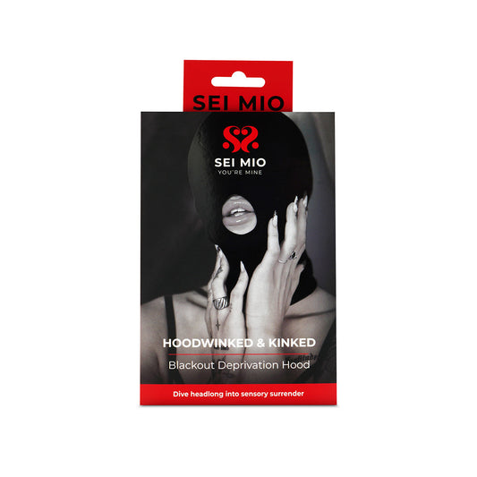 SEI MIO Hoodwinked and Kinked Deprivation Hood – Black with Blackout Panel