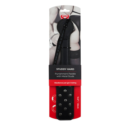 SEI MIO Studdy Hard Punishment Paddle with Metal Studs – Black