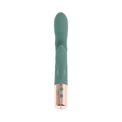 Evolved The Shimmy Mint Rechargeable Vibrating Device with Thrusting and Clitoral Stimulation – Green