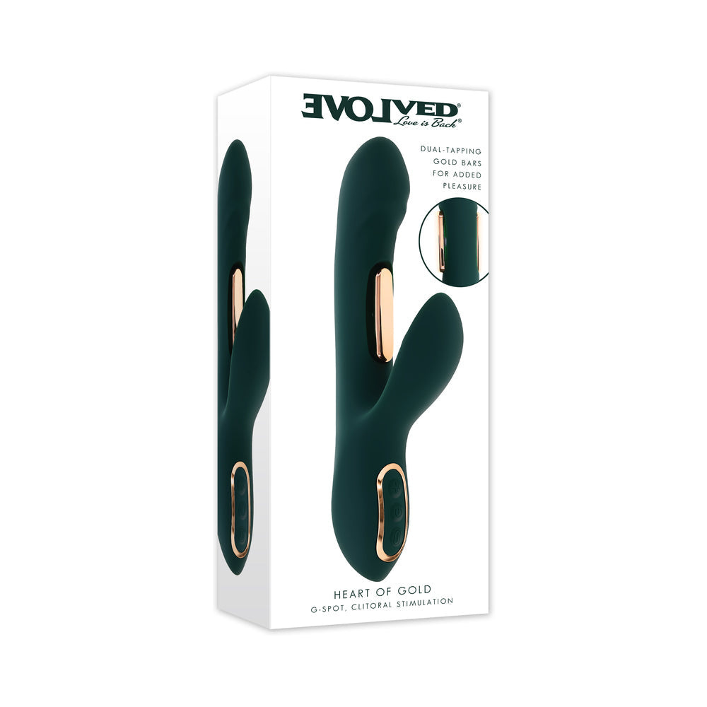 Evolved Heart Of Gold Green Vibrating Toy with Tapping Function