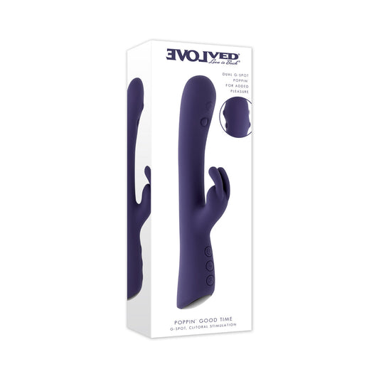 Evolved Poppin Good Time Dual-Sided Vibrator with Tapping and Vibration – Purple