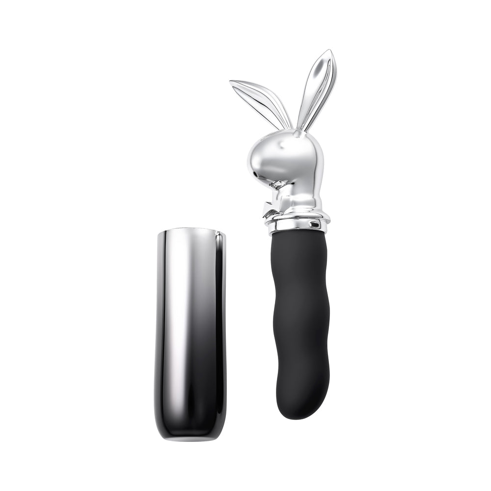 Playboy Bunny On The Go 2 AM Vibrator - 10-Speed, Waterproof, Hematite/Chrome