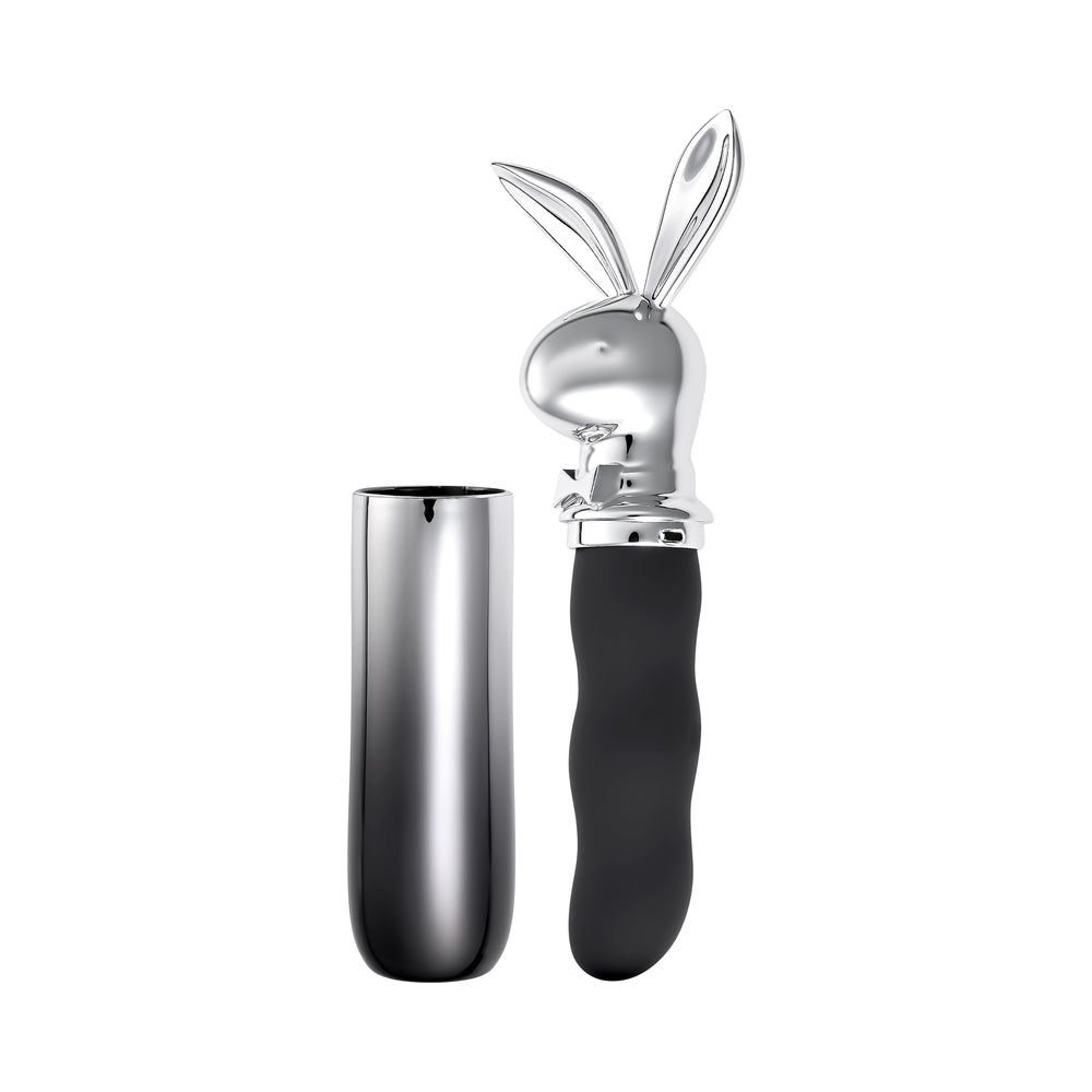 Playboy Bunny On The Go 2 AM Vibrator - 10-Speed, Waterproof, Hematite/Chrome