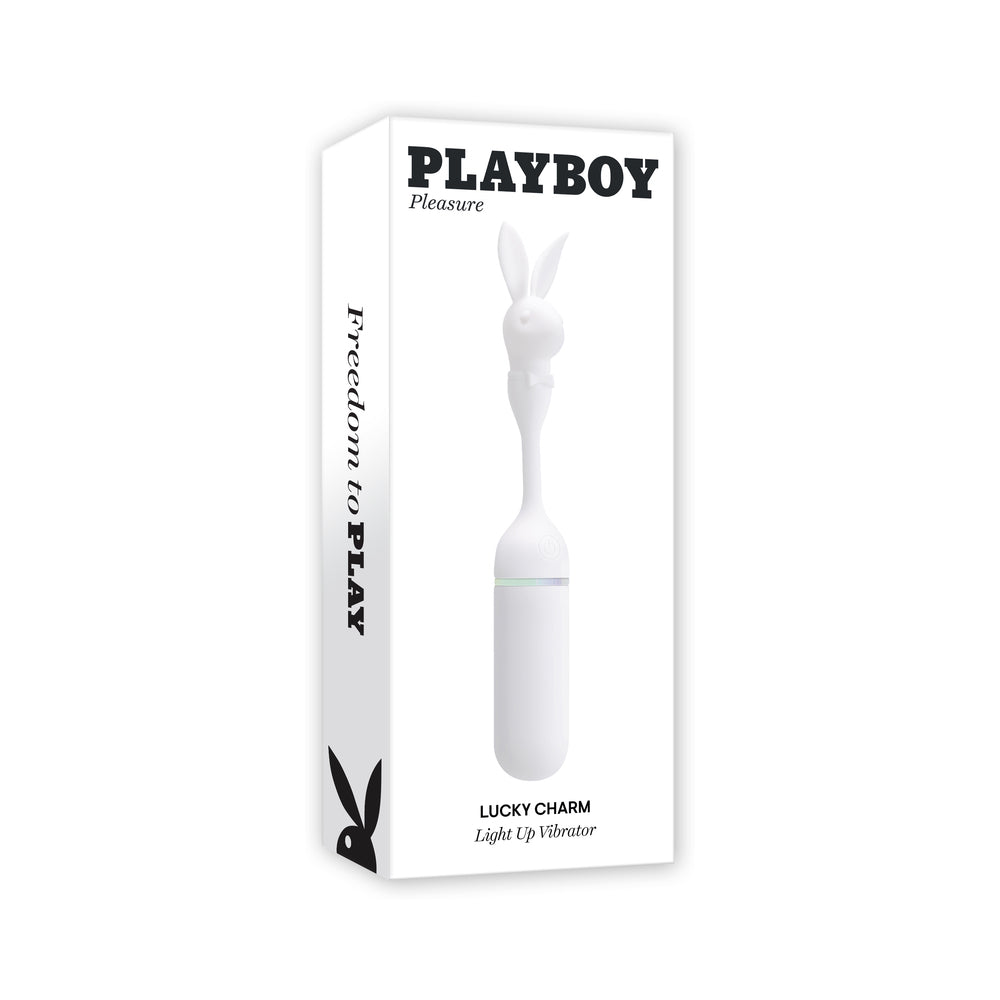 Playboy Lucky Charm White Vibrating Rabbit – Dual-Ended with 10 Vibration Speeds