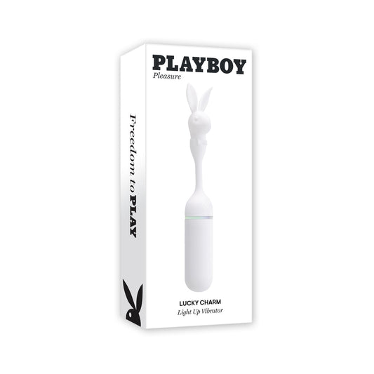 Playboy Lucky Charm White Vibrating Rabbit – Dual-Ended with 10 Vibration Speeds