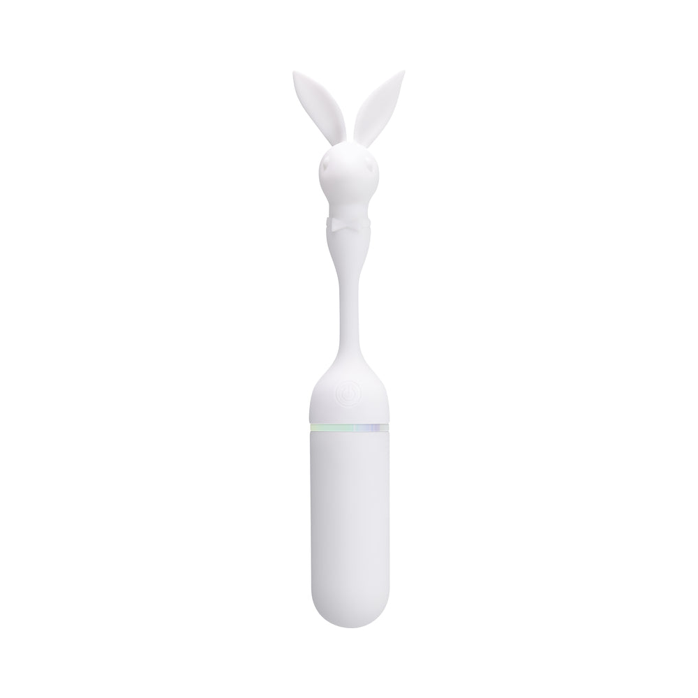 Playboy Lucky Charm White Vibrating Rabbit – Dual-Ended with 10 Vibration Speeds