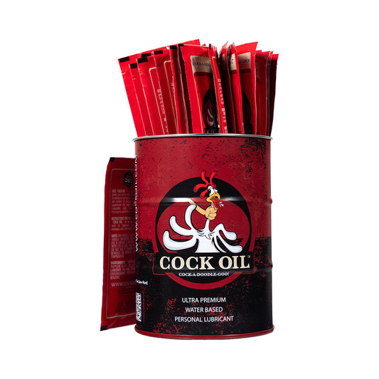 Cock Oil Collector's Edition Drum with 25 Foil Packets – Water-Based Personal Lubricant