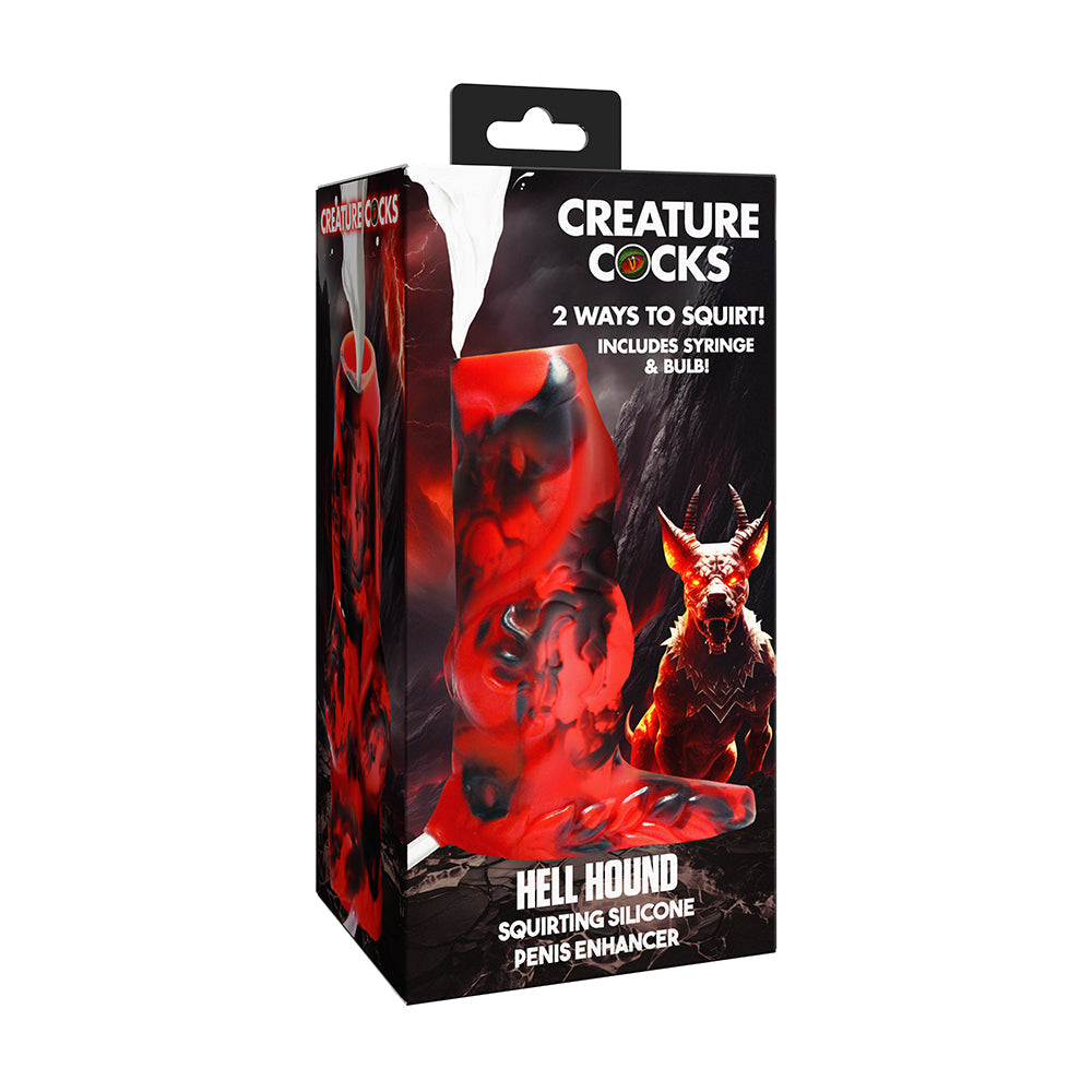 Creature Cocks Hell Hound Penis Enhancer with Squirting Feature – Red