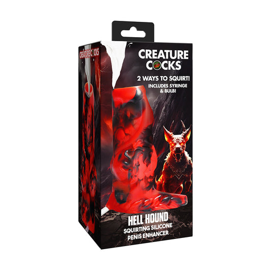 Creature Cocks Hell Hound Penis Enhancer with Squirting Feature – Red