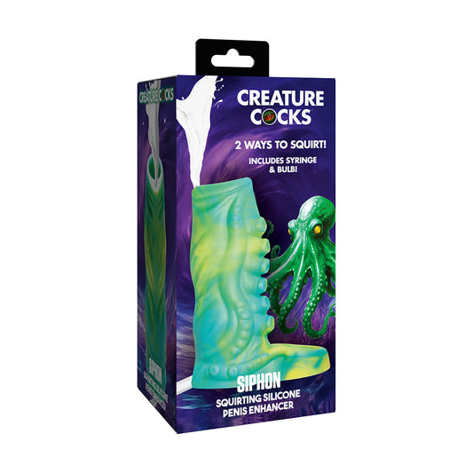 Creature Cocks Siphon Tentacle Squirting Silicone Penis Enhancer – Green