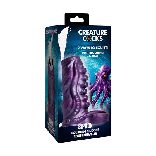 Creature Cocks Siphon Tentacle Squirting Silicone Penis Enhancer – Purple