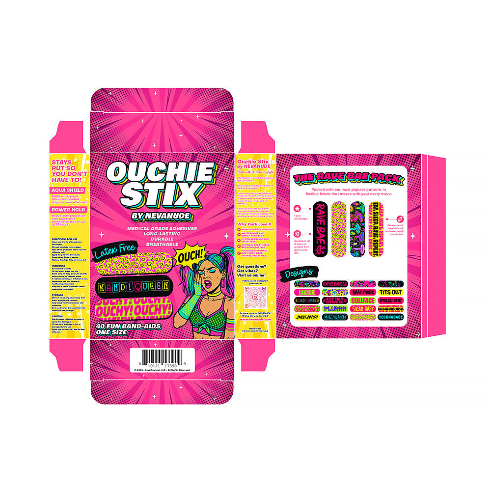 Neva Nude Plur Vibes Ouchie Stix Bandages – Assorted Colors – 40-Pack