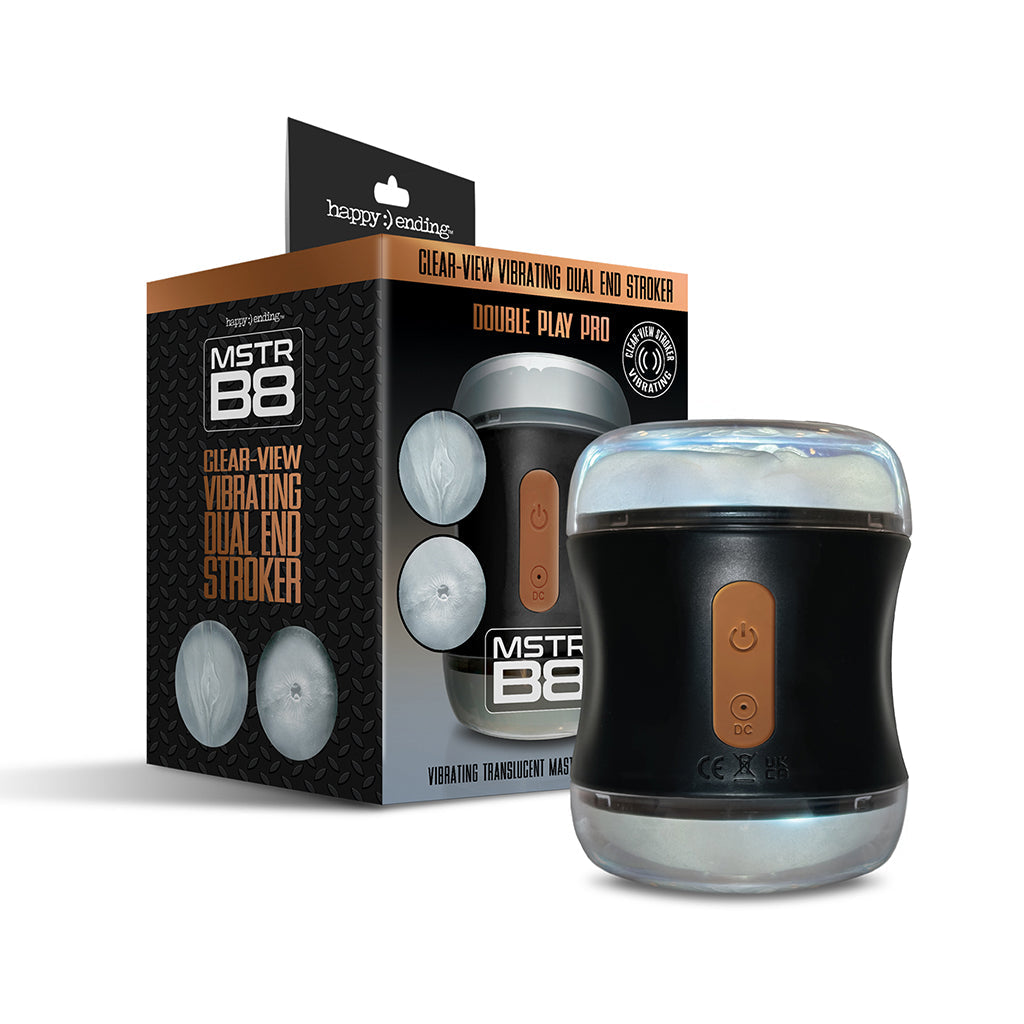 MSTR B8 Clear-View Vibrating Dual End Stroker – Clear