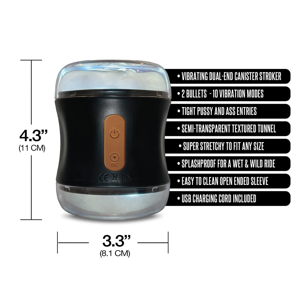MSTR B8 Clear-View Vibrating Dual End Stroker – Clear