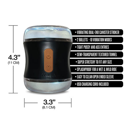 MSTR B8 Clear-View Vibrating Dual End Stroker – Clear
