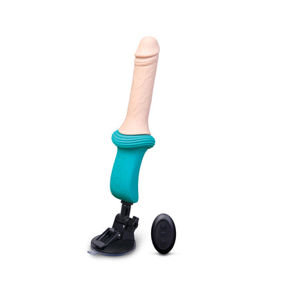 b-Vibe Realistic Thrusting Dildo Machine – 6.5" Thrusting Dildo with Remote Control – Vanilla/Ivory