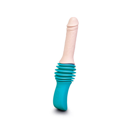 b-Vibe Realistic Thrusting Dildo Machine – 6.5" Thrusting Dildo with Remote Control – Vanilla/Ivory