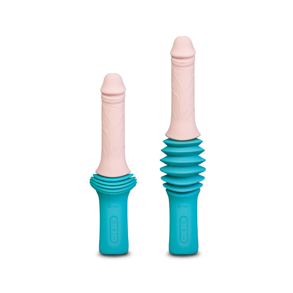 b-Vibe Realistic Thrusting Dildo Machine – 6.5" Thrusting Dildo with Remote Control – Vanilla/Ivory