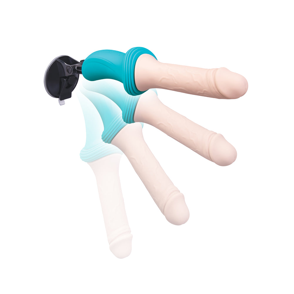 b-Vibe Realistic Thrusting Dildo Machine – 6.5" Thrusting Dildo with Remote Control – Vanilla/Ivory