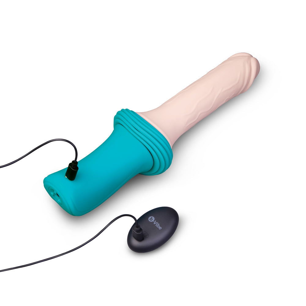 b-Vibe Realistic Thrusting Dildo Machine – 6.5" Thrusting Dildo with Remote Control – Vanilla/Ivory