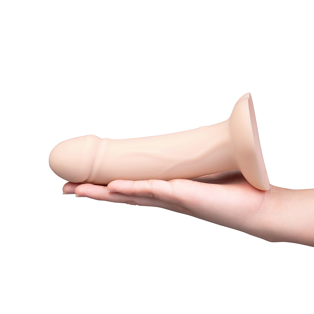 b-Vibe Every Body Vibrating Realistic Strap-On Kit – 6.5" Silicone Dildo with Harness – Vanilla/Ivory/Beige