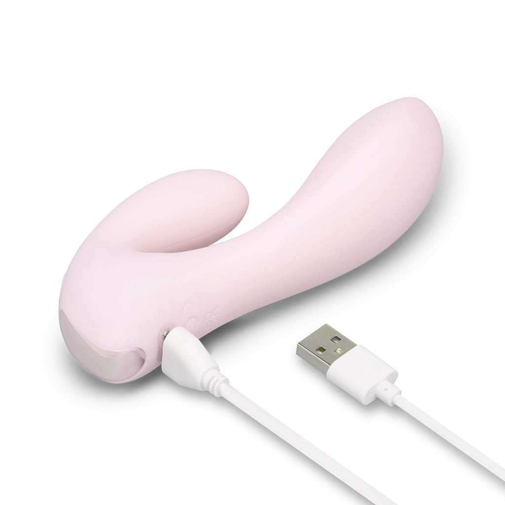 Le Wand Mini Vibe G-Double Rechargeable Rabbit Vibrator - Light Pink