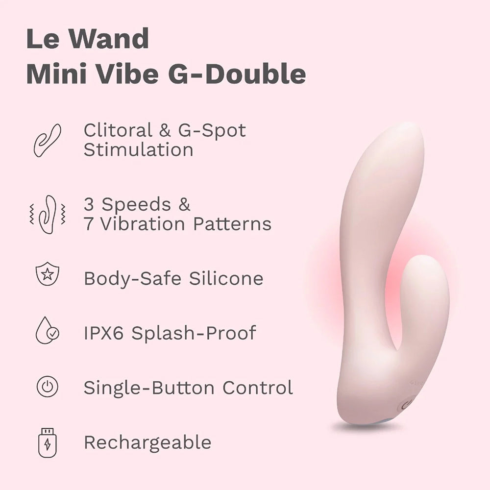 Le Wand Mini Vibe G-Double Rechargeable Rabbit Vibrator - Light Pink