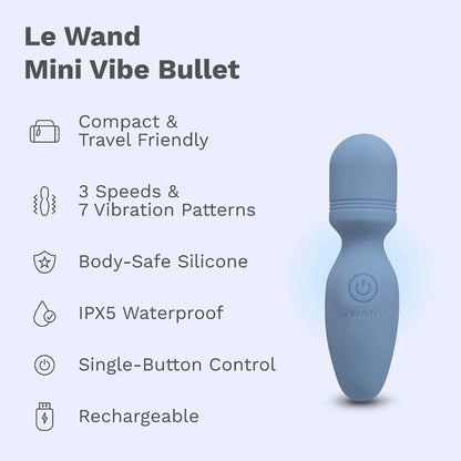 Le Wand Mini Vibe Pocket Wand Vibrator - Blue