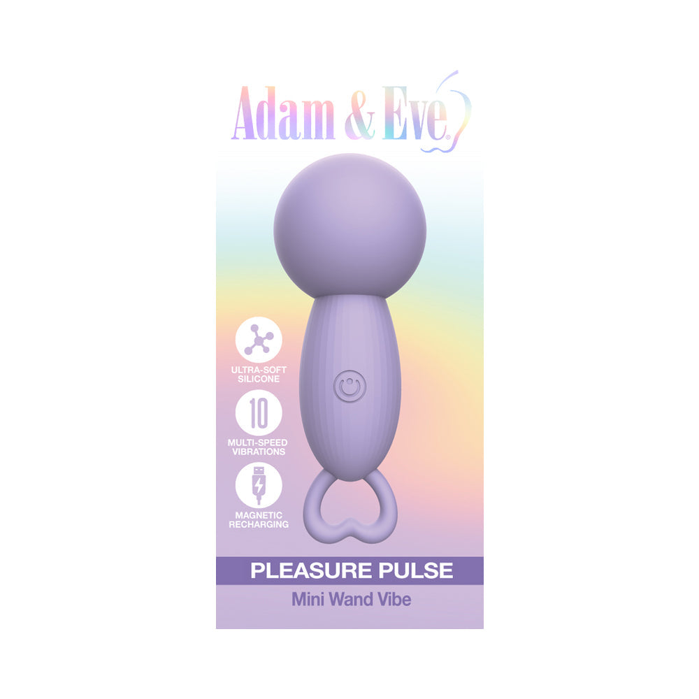 Adam & Eve Pleasure Pulse Mini Wand Vibe – Waterproof Light Purple Vibe with 10 Vibration Modes