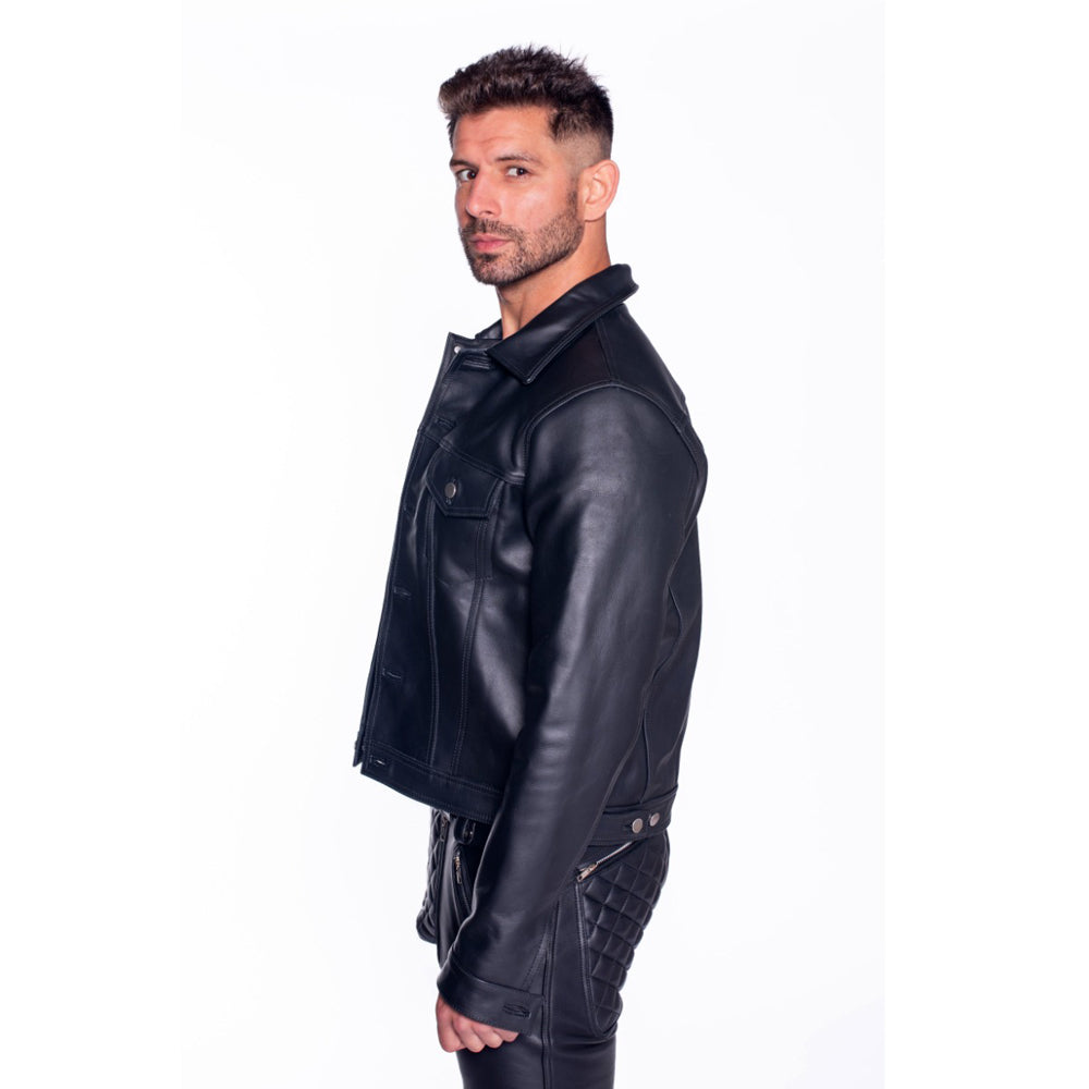 Prowler RED Leather Trucker Jacket - Black - Size L