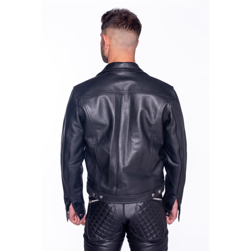 Prowler RED Leather Trucker Jacket - Black - Size L