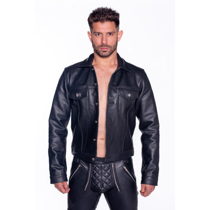 Prowler RED Leather Trucker Jacket – Black – Size M
