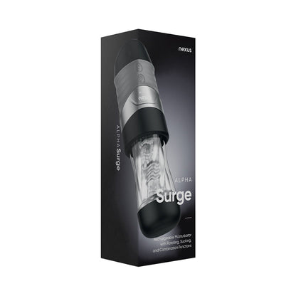 Nexus Alpha Surge Masturbator – Six Modes of Suction and Rotation – Black/Clear