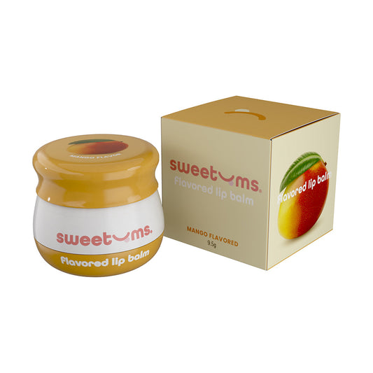 Sweetums Mango Flavored Lip Balm – Hydrating Lip Care with Built-in Mirror