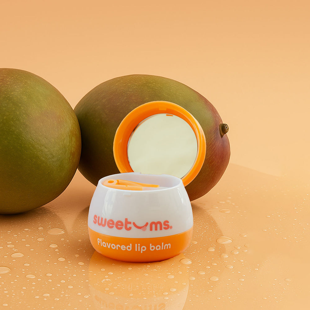 Sweetums Mango Flavored Lip Balm – Hydrating Lip Care with Built-in Mirror