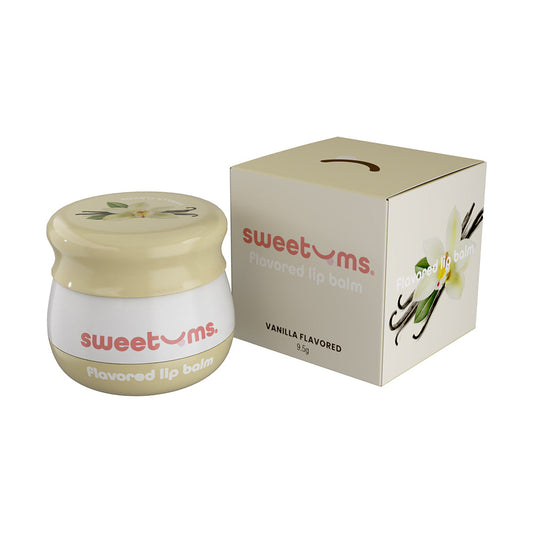 Sweetums Vanilla Flavored Lip Balm – Hydrating Lip Care with Built-in Mirror