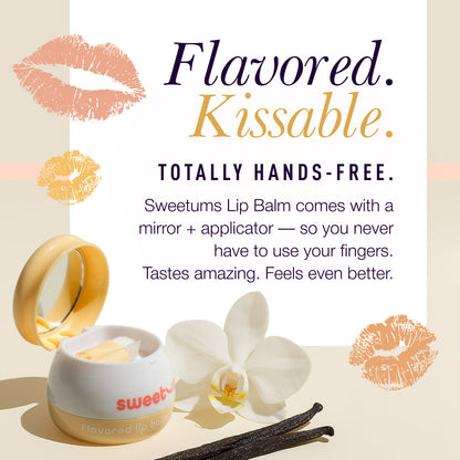 Sweetums Vanilla Flavored Lip Balm – Hydrating Lip Care with Built-in Mirror