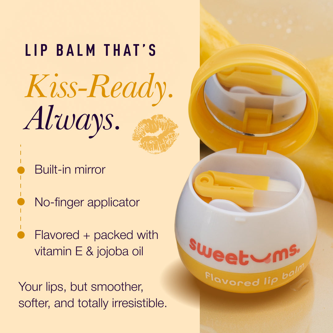 Sweetums Vanilla Flavored Lip Balm – Hydrating Lip Care with Built-in Mirror
